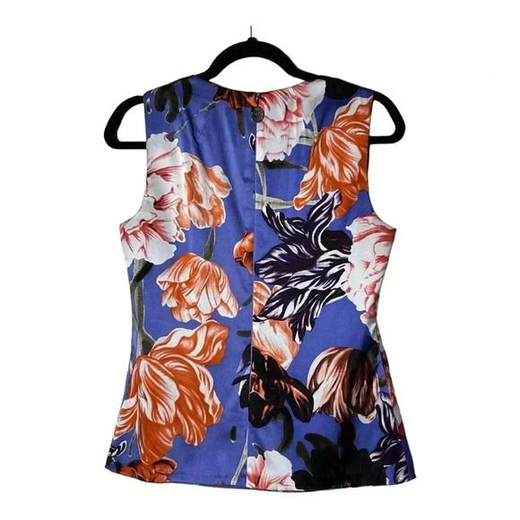 1929. ELIE TAHARI SLEEVELESS SATIN MATERIAL TOP FLORAL PATTERN SIZE SMALL - Picture 5 of 7